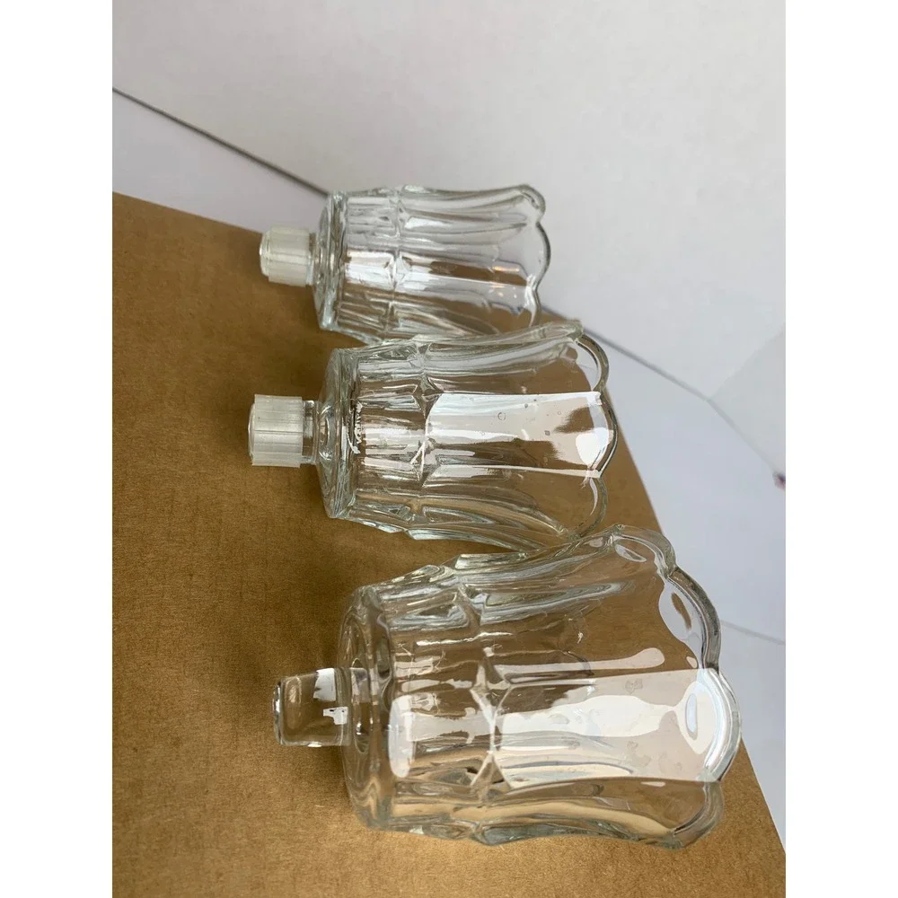 Vintage Clear Glass Scalloped Tulip Peg Votive Candle Holder‎ Set of 3